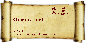 Klemens Ervin névjegykártya